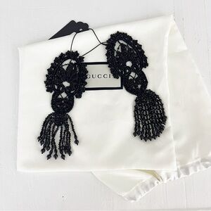 Gucci Beaded Long Drop Earrings NWT Solid Black